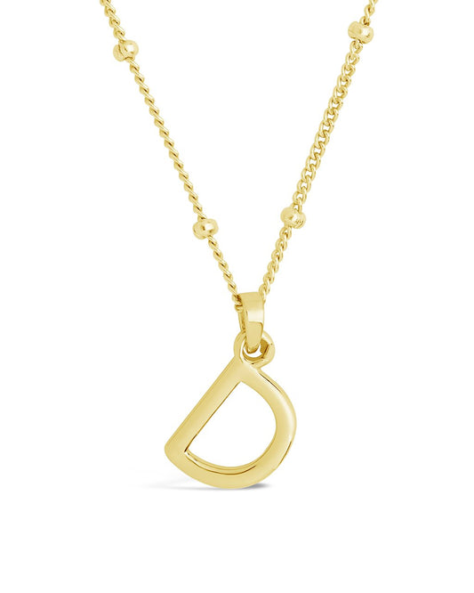 Sterling Silver Initial Necklace with Beaded Chain Necklace Sterling Forever Gold D