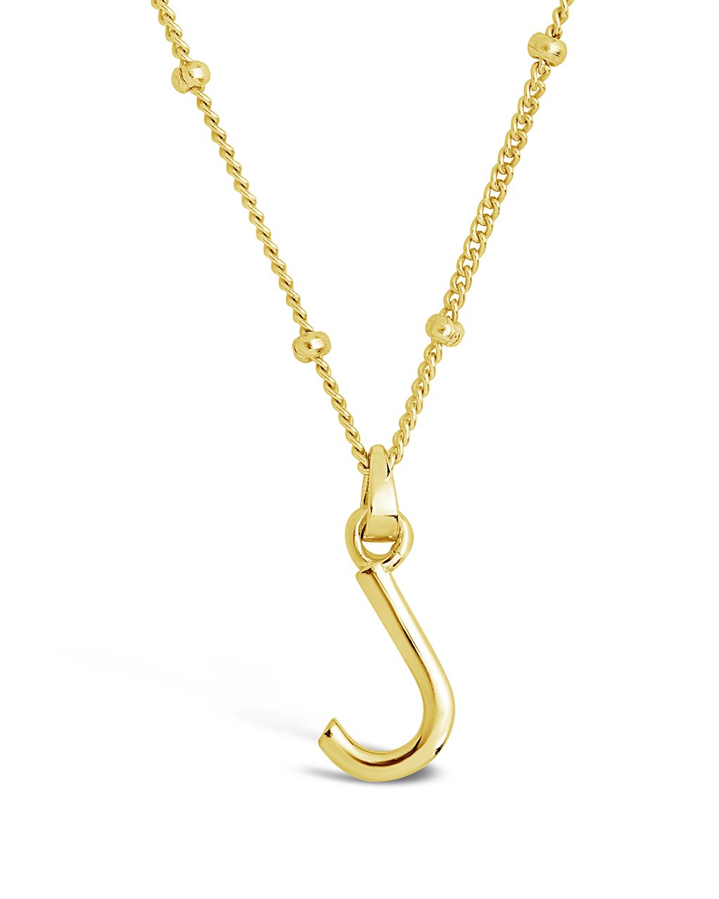 Sterling Silver Initial Necklace with Beaded Chain Necklace Sterling Forever Gold J 