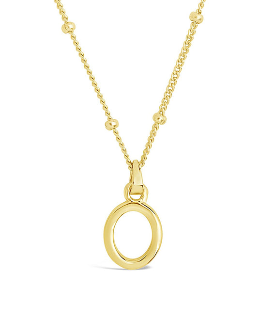 Sterling Silver Initial Necklace with Beaded Chain Necklace Sterling Forever Gold O
