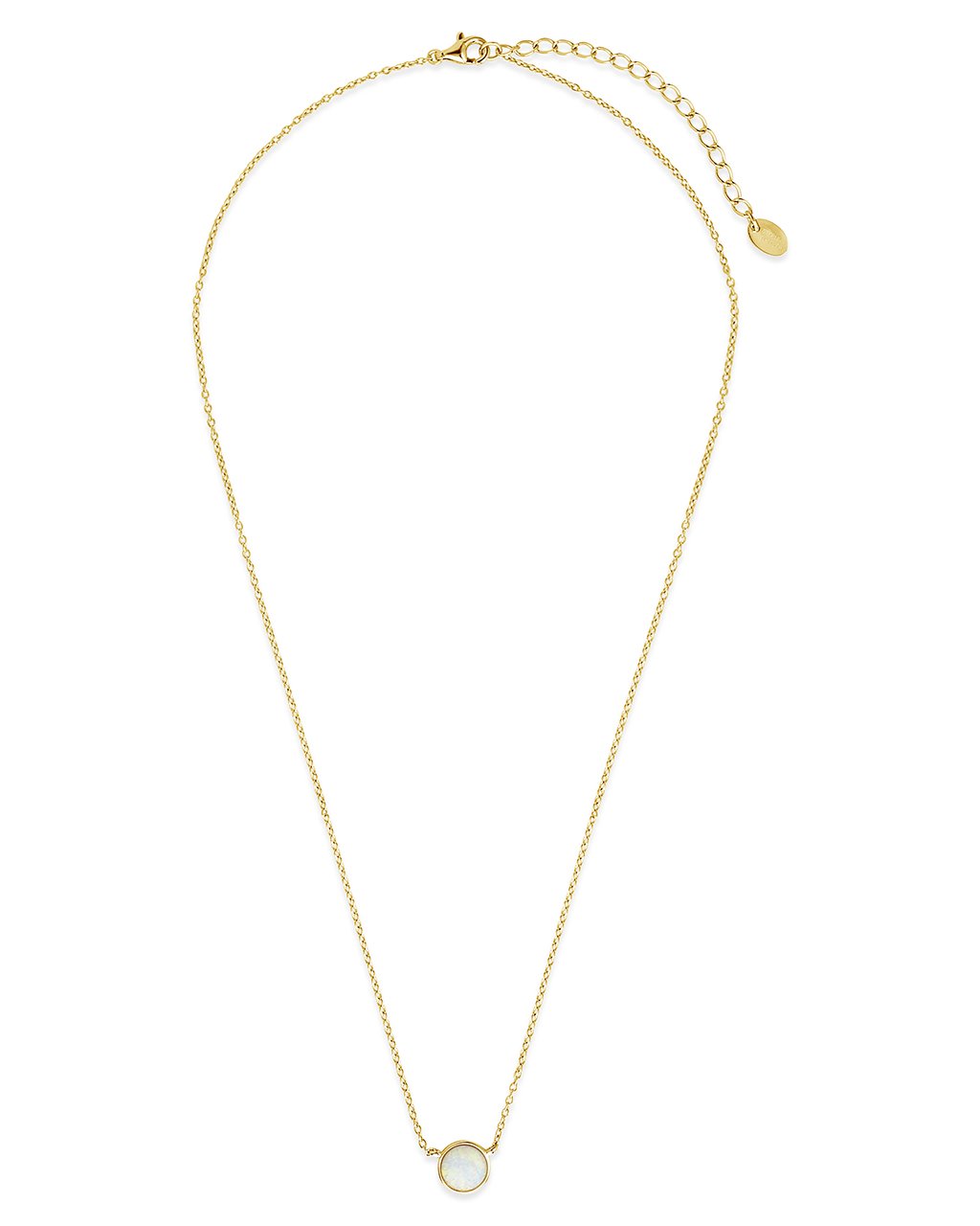 Sterling Silver Stationed Opal Disk Necklace - Sterling Forever