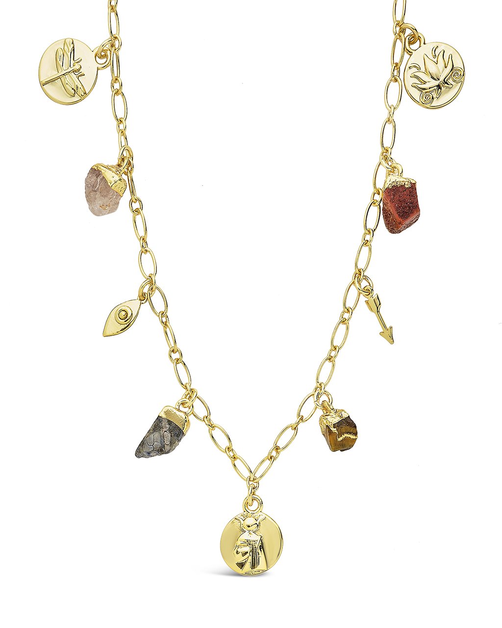 Sterling Forever Multi Charm Chain Necklace - Gold