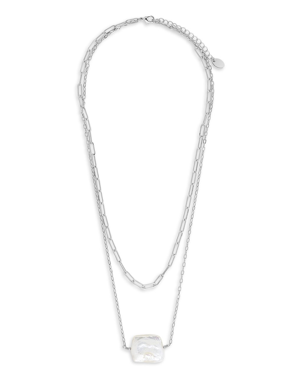 Chain Link and Pearl Layered Necklace - Sterling Forever