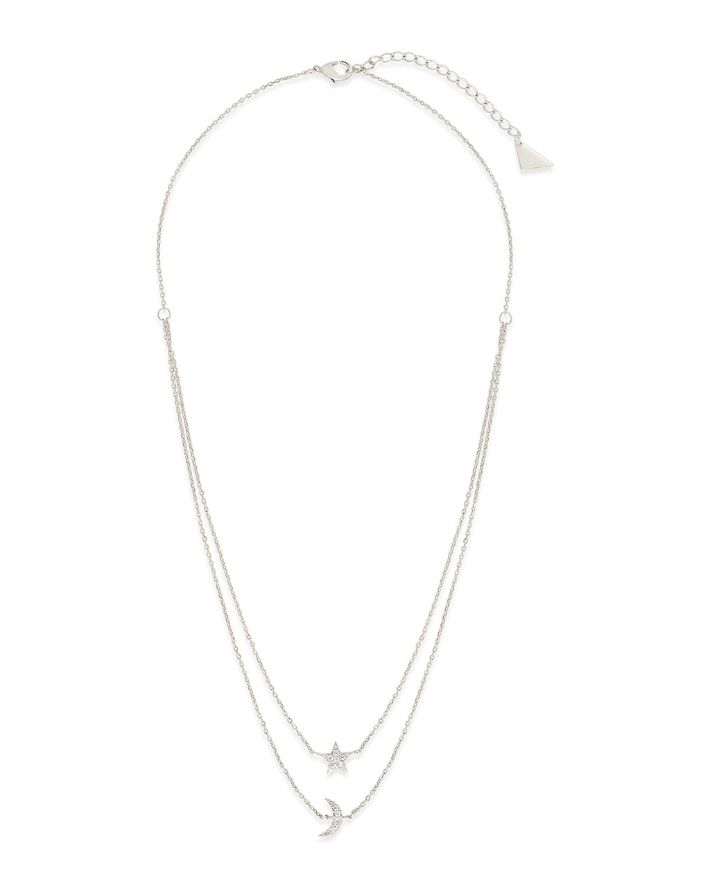 Layered CZ Crescent & Star Necklace Necklace Sterling Forever 