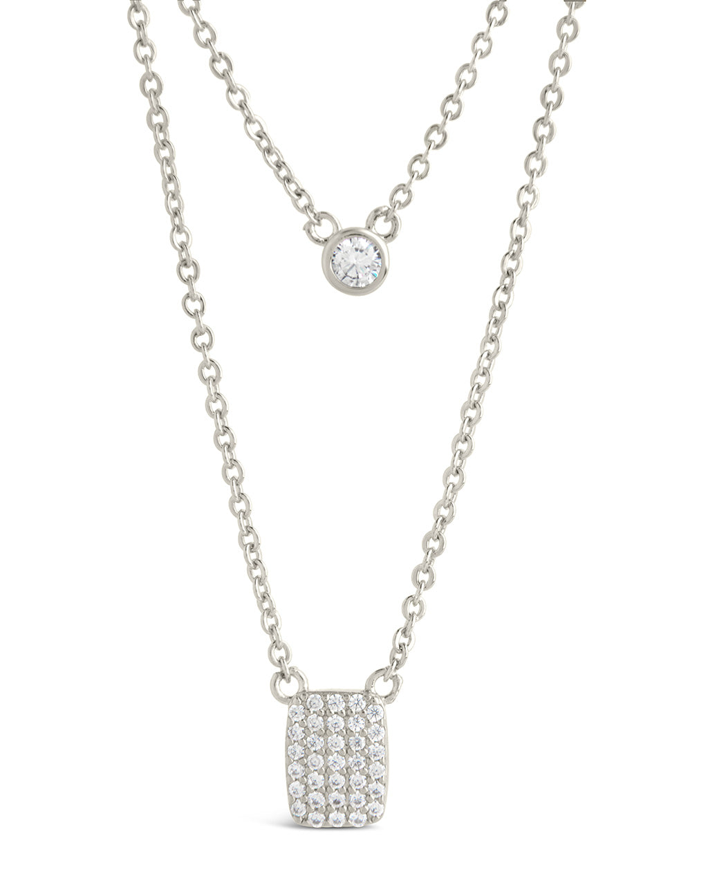 Bezel & CZ Tag Layered Necklace Necklace Sterling Forever