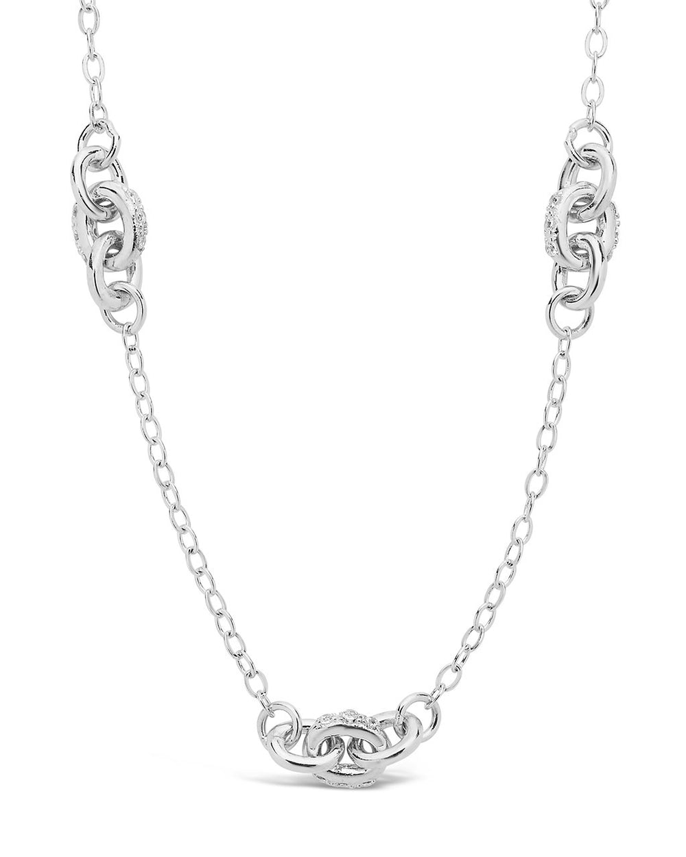 Sterling Silver Delicate Knot Station Necklace Necklace Sterling Forever Silver