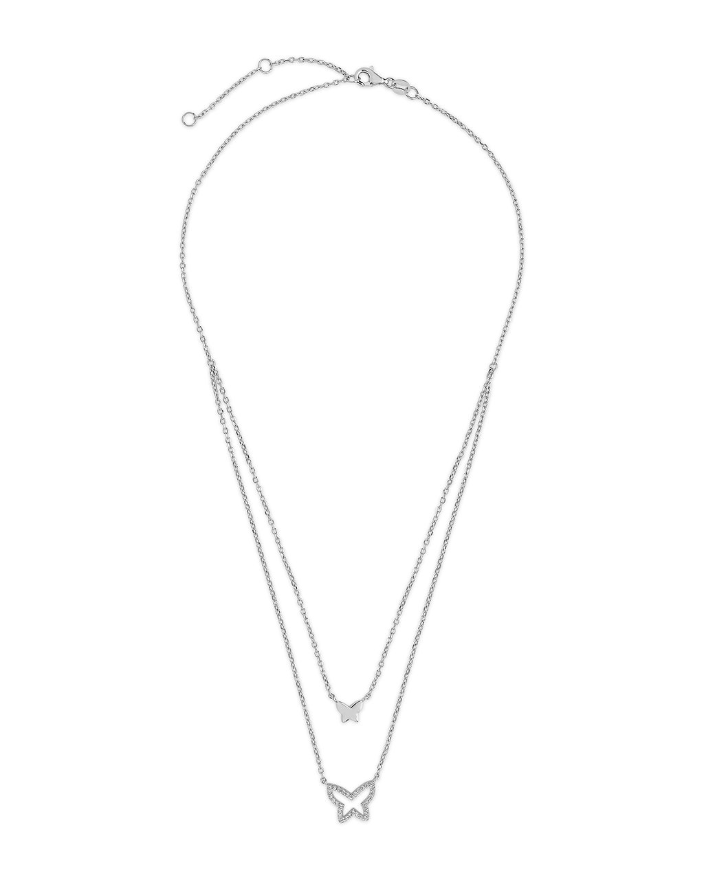 Sterling Silver CZ & Butterfly Layered Necklace Necklace Sterling Forever