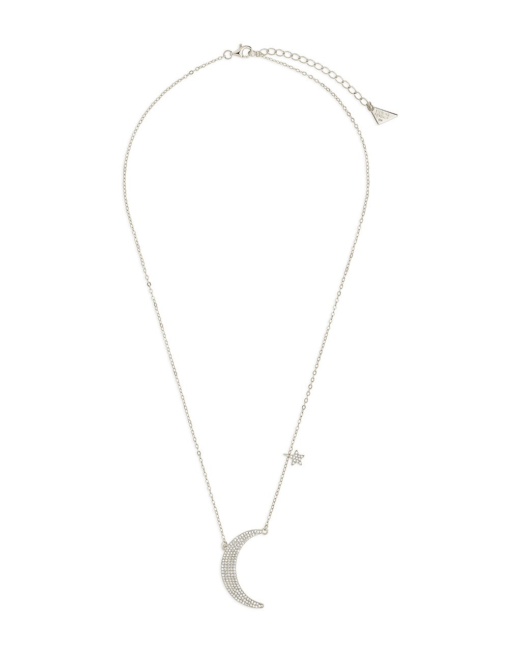 Sterling Silver CZ Crescent & Star Charm Necklace Necklace Sterling Forever