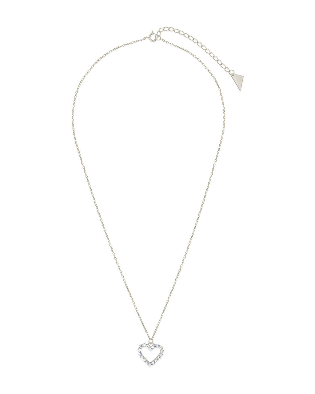 Sterling Silver CZ Outline Heart Pendant Necklace Necklace Sterling Forever