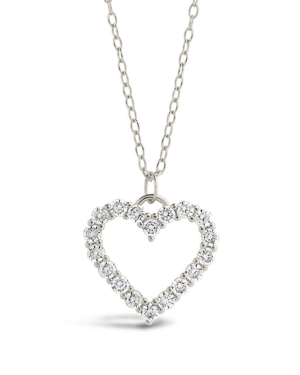 Sterling Silver CZ Outline Heart Pendant Necklace Necklace Sterling Forever Silver