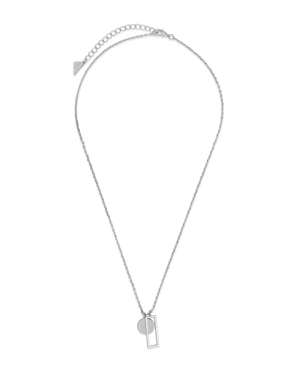 Open Rectangle & Circle Pendant Necklace Necklace Sterling Forever