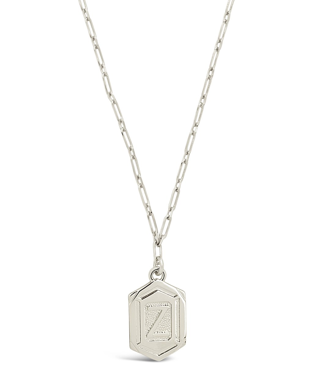 Hexagon Tag Initial Necklace Necklace Sterling Forever Silver Z