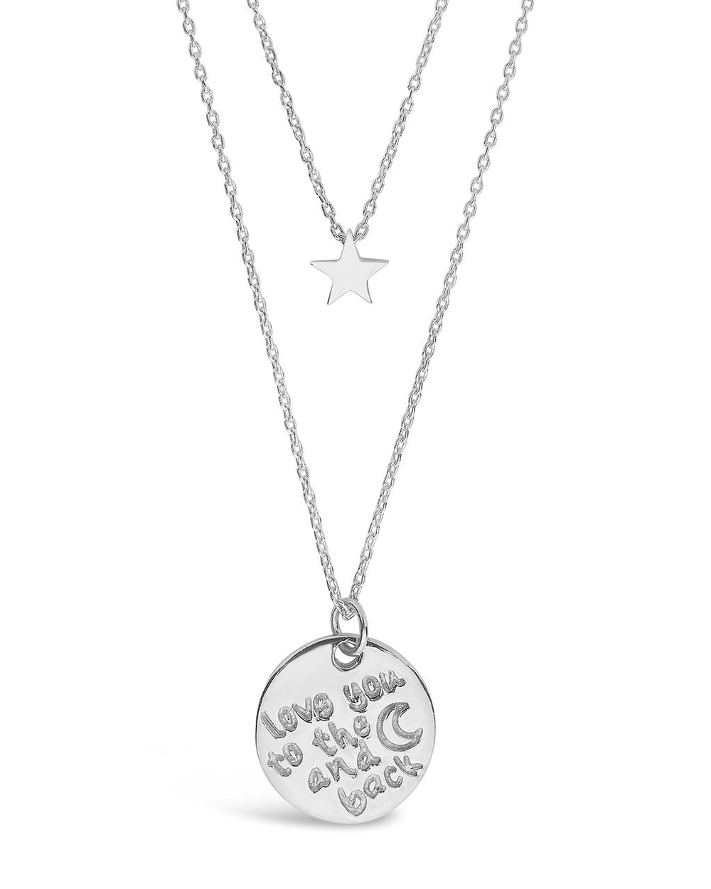 Sterling Silver Star & 'Love You to the Moon & Back' Disc Layered Necklace Necklace Sterling Forever Silver