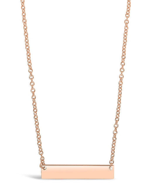 Sterling Silver Mini Bar Pendant Necklace Sterling Forever Rose Gold
