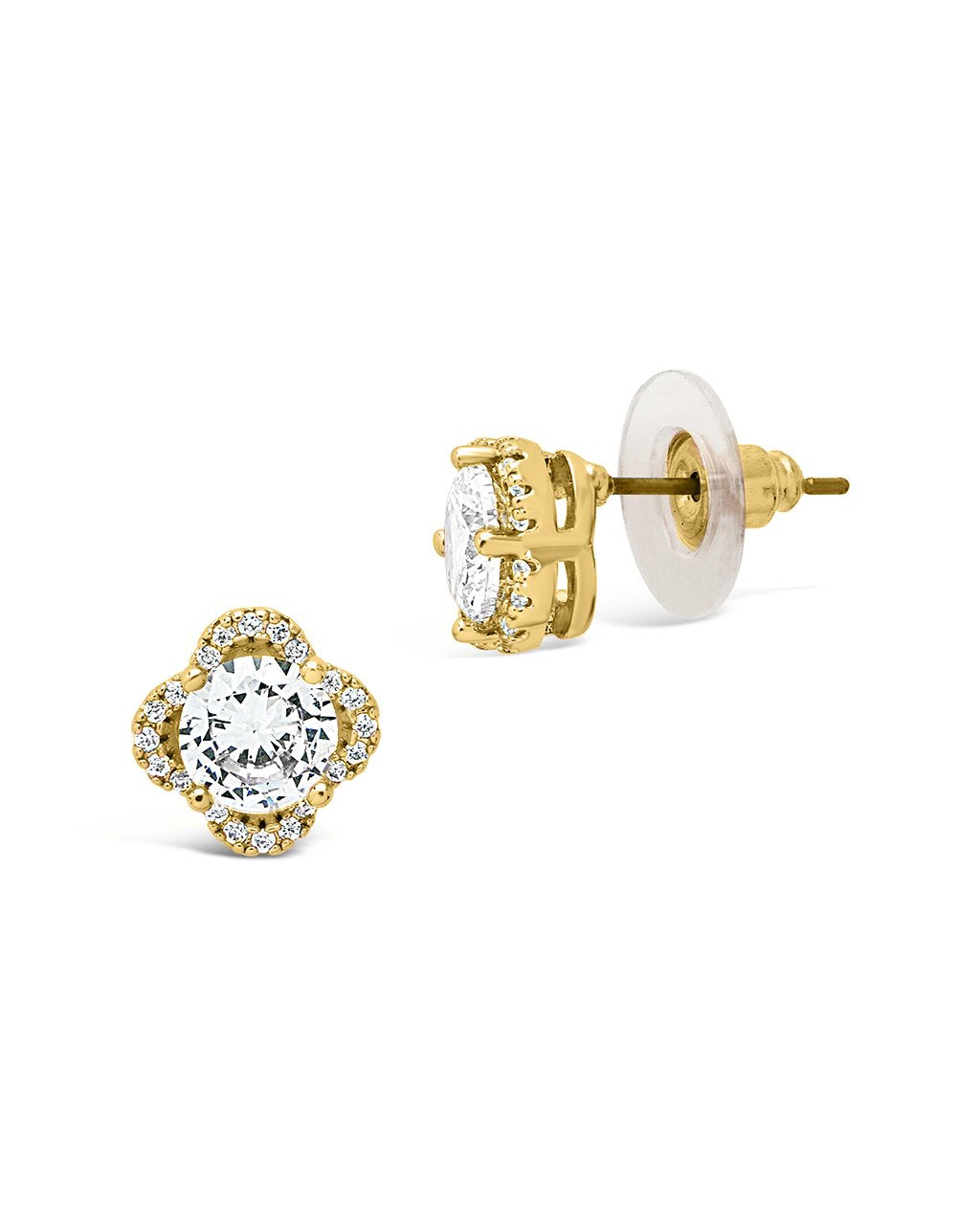 Sterling Silver CZ Lucky Clover Stud Earrings - Sterling Forever