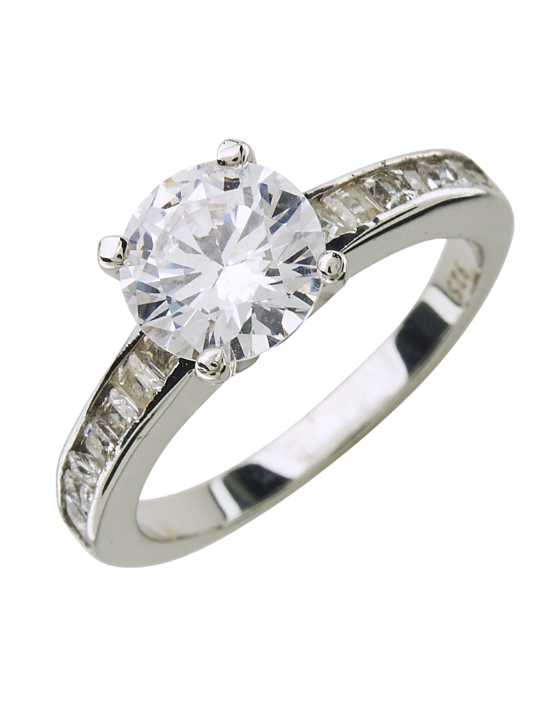 Sterling Silver Radiant CZ Engagement Ring - Sterling Forever