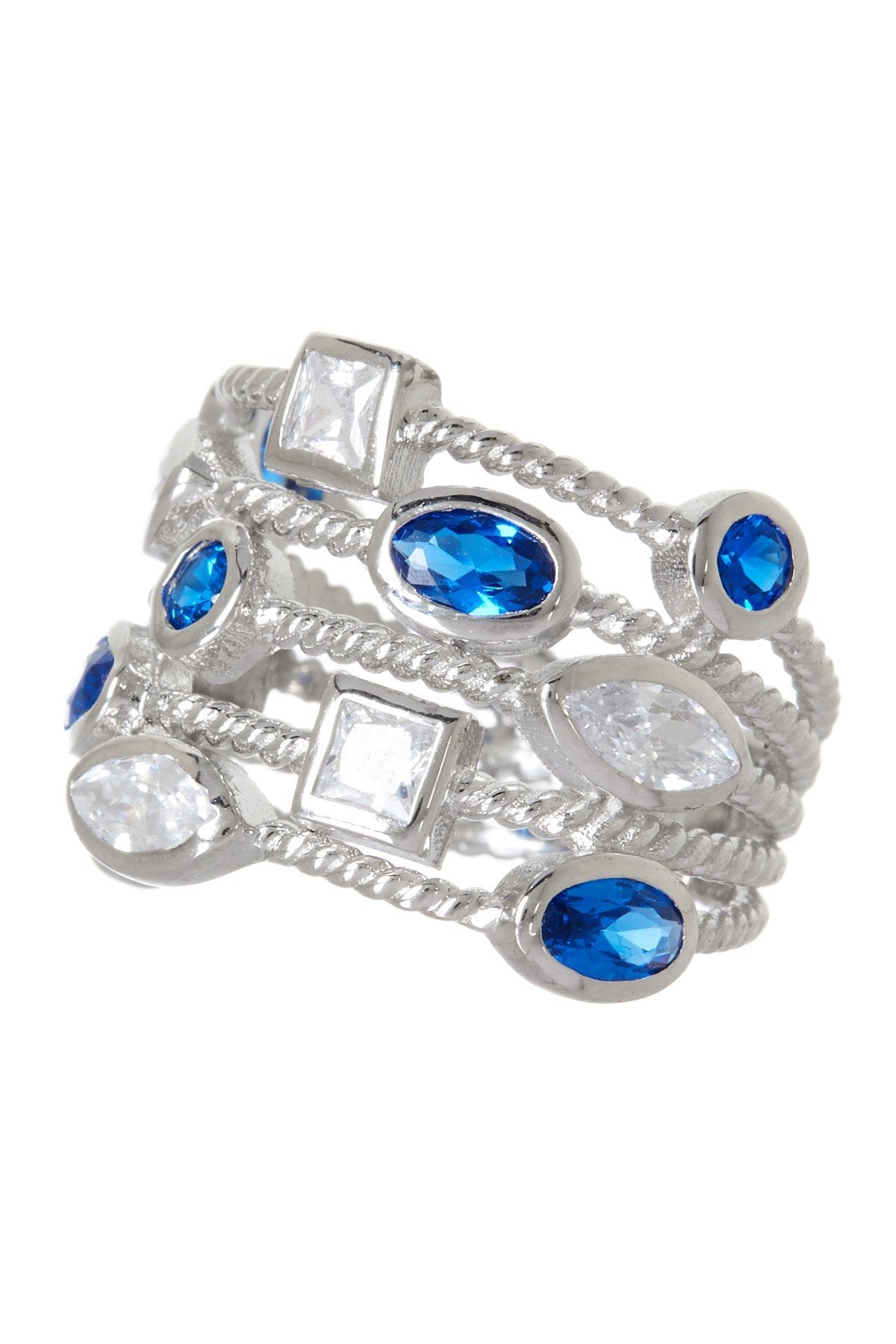 Sterling Silver Sapphire CZ Rope Chain Ring - Sterling Forever