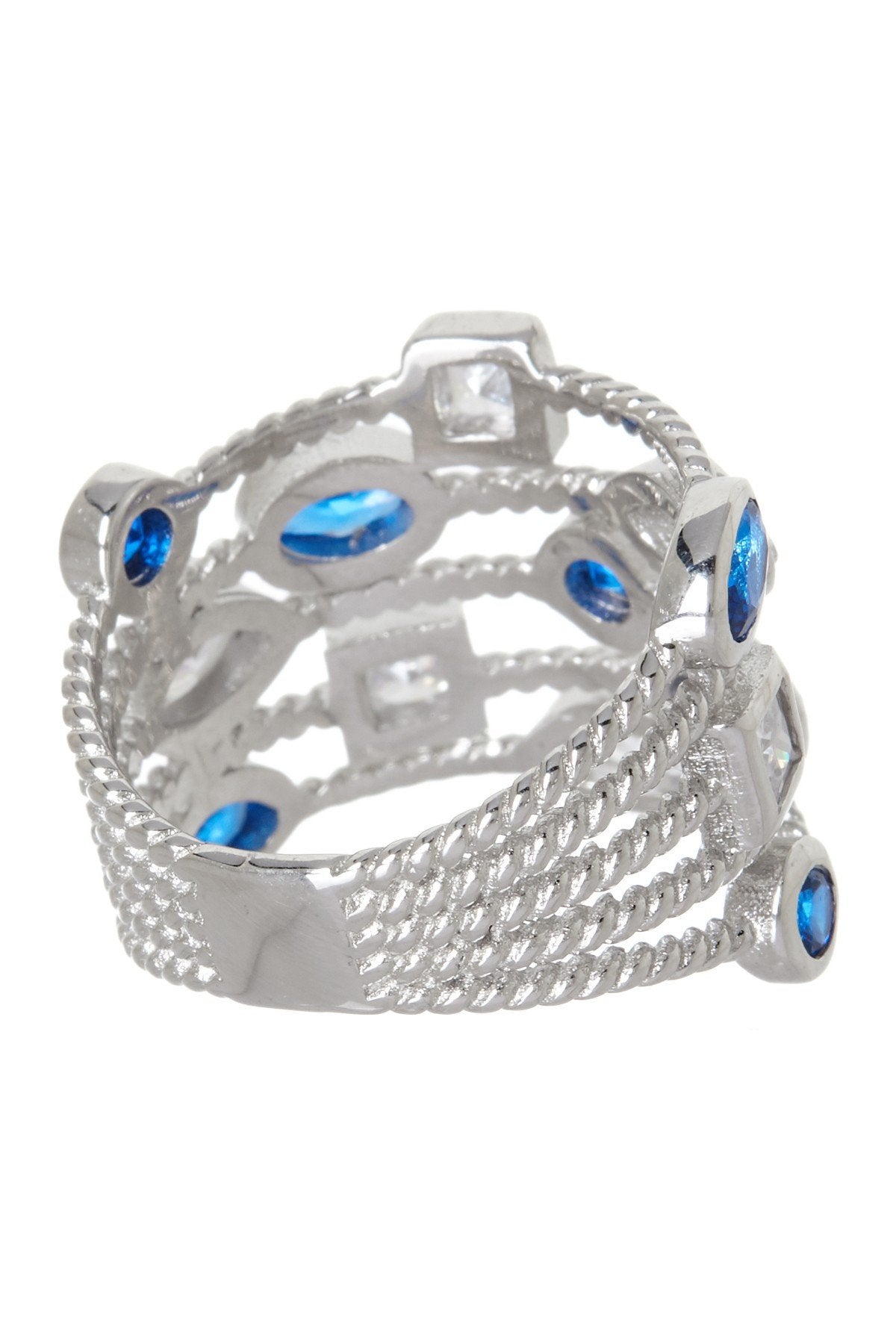 Sterling Silver Sapphire CZ Rope Chain Ring - Sterling Forever