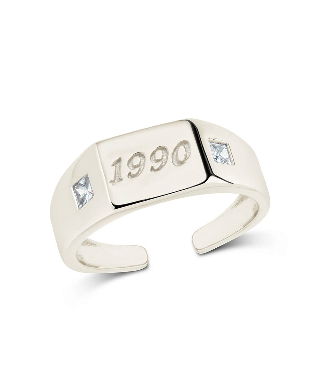 Sterling Silver Birth Year Signet Ring Ring Sterling Forever Silver 1990