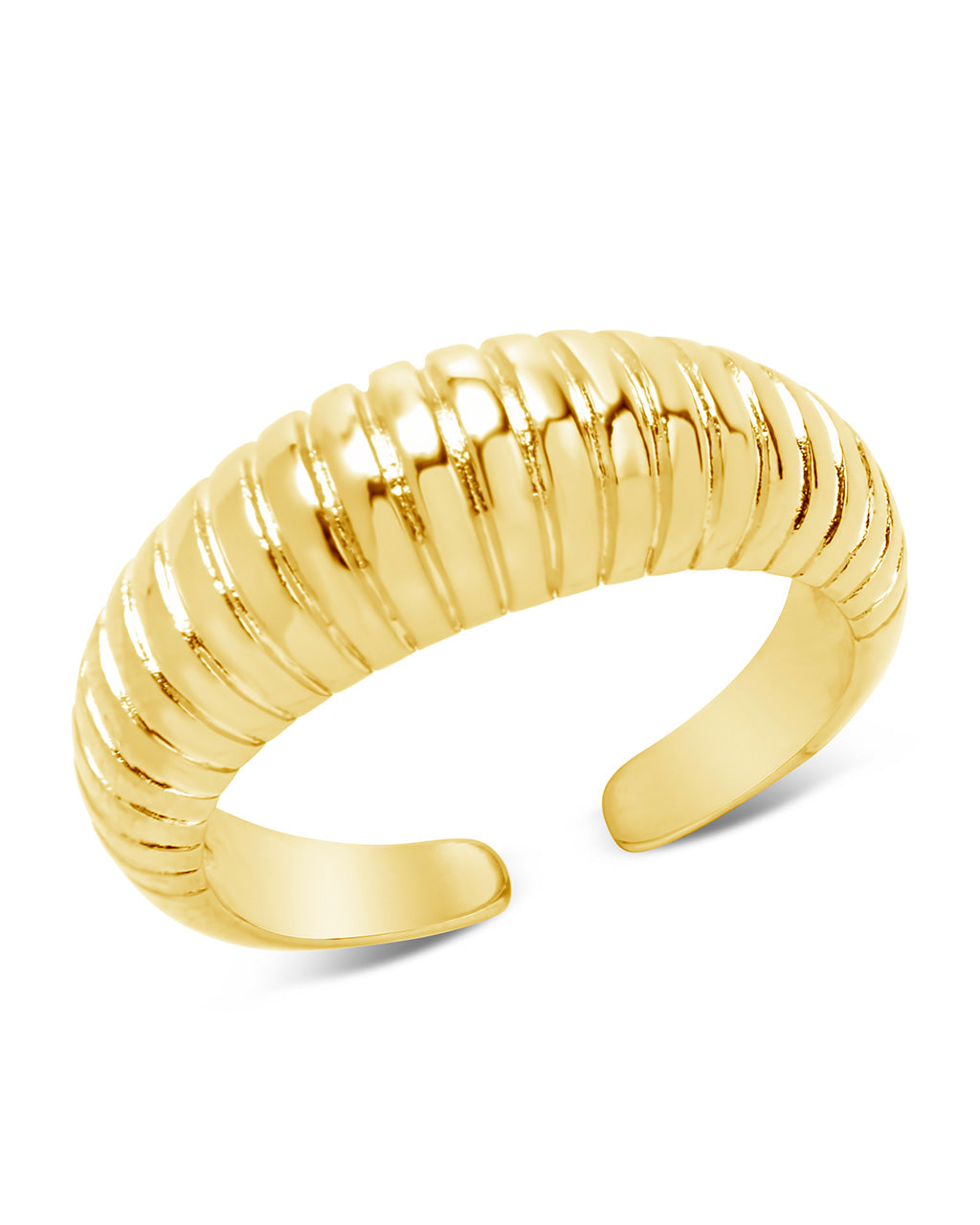 Ribbed Open Bombe Ring Ring Sterling Forever Gold 