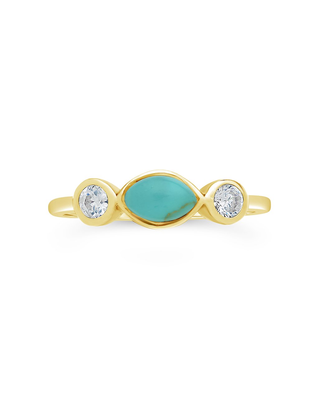 Sterling Silver Turquoise Marquise Band Ring - Sterling Forever
