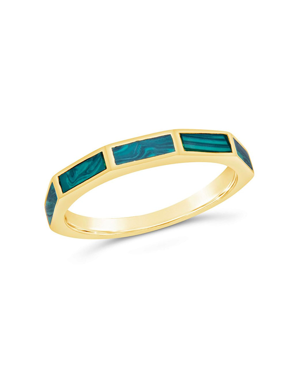 Sterling Silver Malachite Baguette Eternity Band Ring Ring Sterling Forever Gold 6