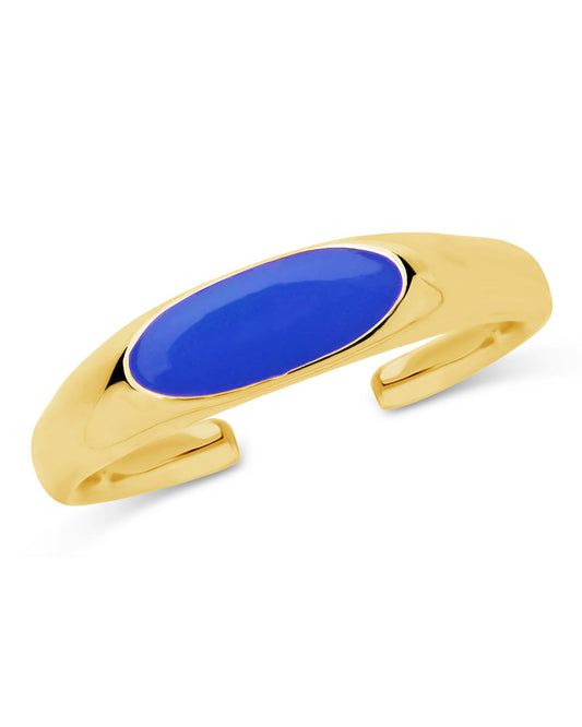 Sterling Silver Enamel Open Signet Ring Ring Sterling Forever Gold Cobalt