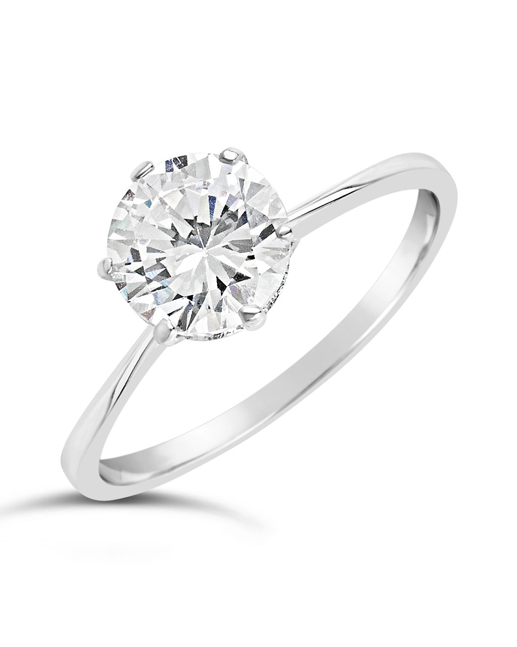 Sterling Silver Solitaire Cubic Zirconia Engagement Ring Ring Sterling Forever 