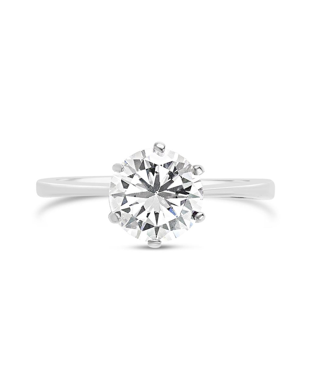 Sterling Silver Solitaire Cubic Zirconia Engagement Ring Ring Sterling Forever Silver 5