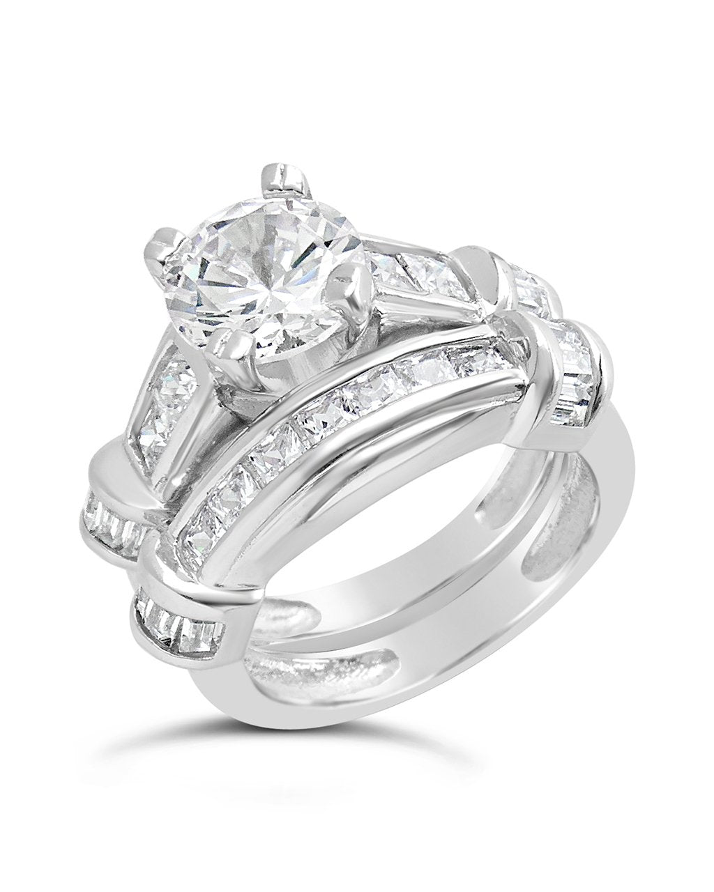 Sterling Silver Brilliant Cubic Zirconia Band Set of 2 Ring Sterling Forever