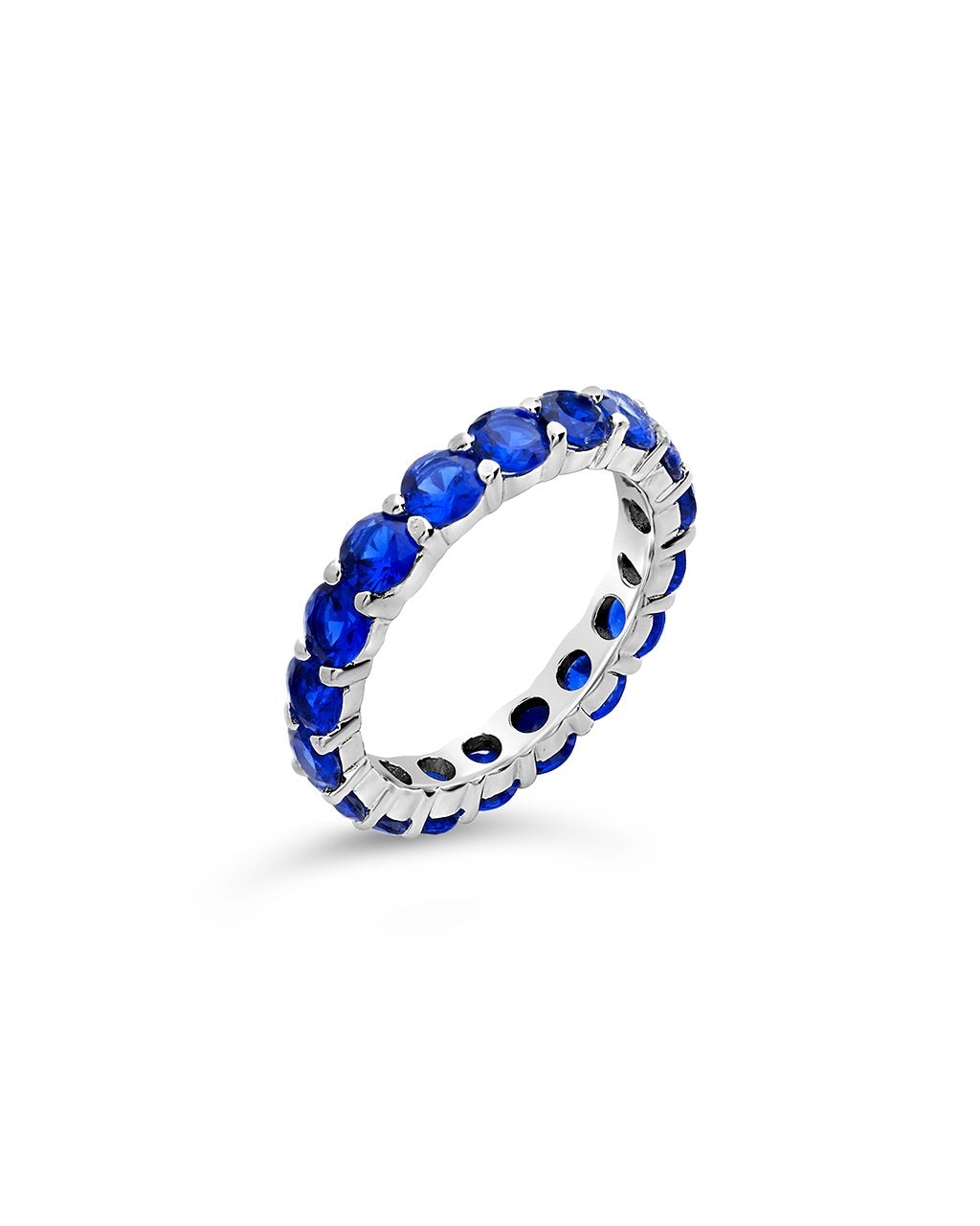 SHINE by Sterling Forever Sterling Silver Rainbow CZ Eternity Band Ring Ring SHINE by Sterling Forever Sapphire Blue 6 