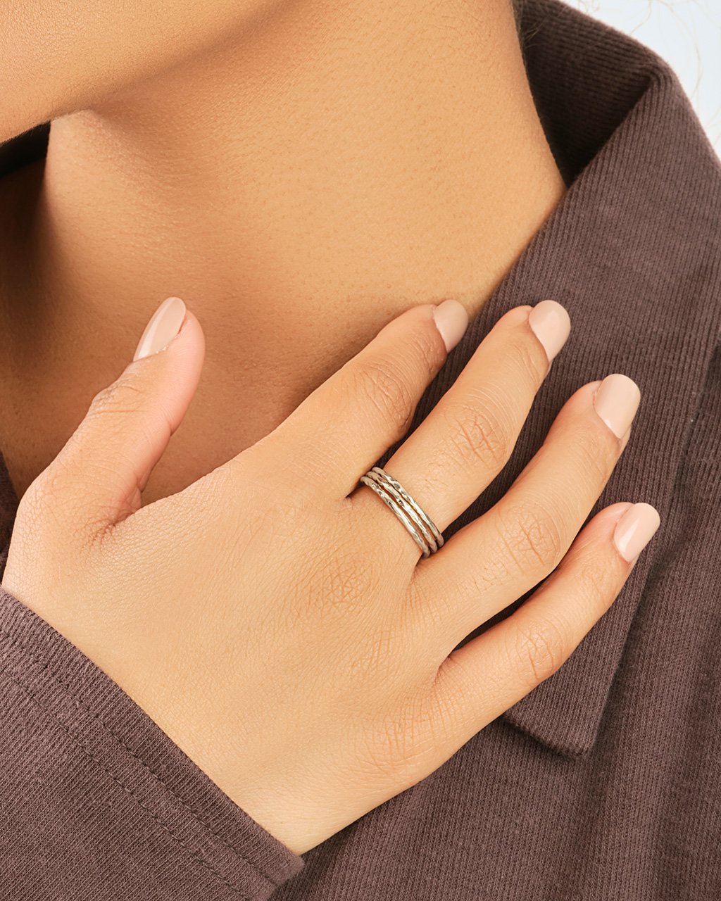 Textured Triple Band Ring Set Ring Sterling Forever