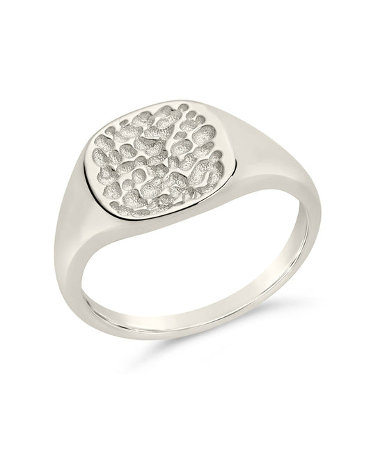 Hammered Square Signet Ring Ring Sterling Forever Silver 6