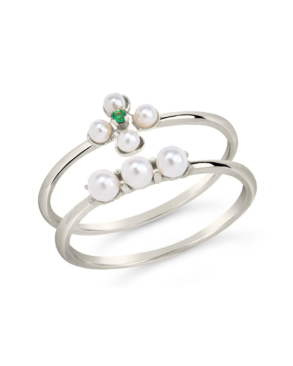Sterling Silver Cara Pearl Stacking Ring Set Ring Sterling Forever Silver 6