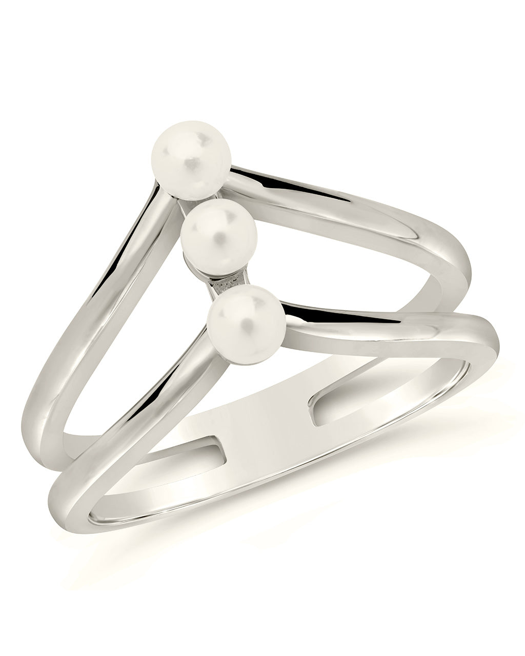 Sterling Silver Triple Pearl Stack Ring Ring Sterling Forever Silver 6 