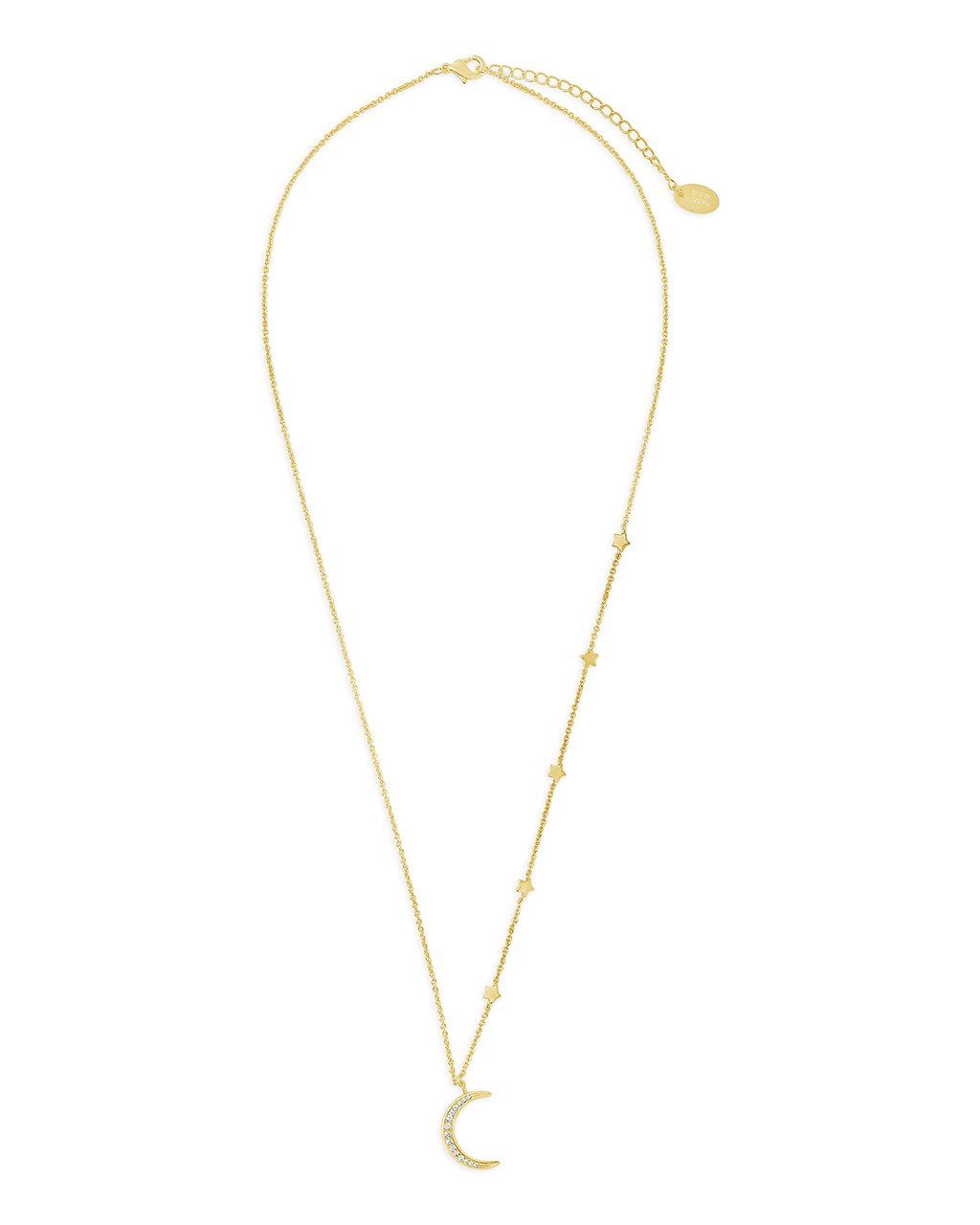 CZ Crescent with Stars Necklace - Sterling Forever