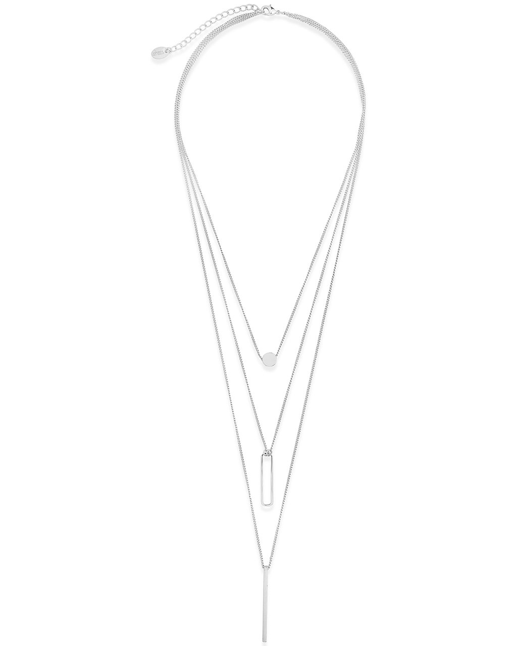 Bar, Disk, Open Bar Drop Layered Necklace - Sterling Forever