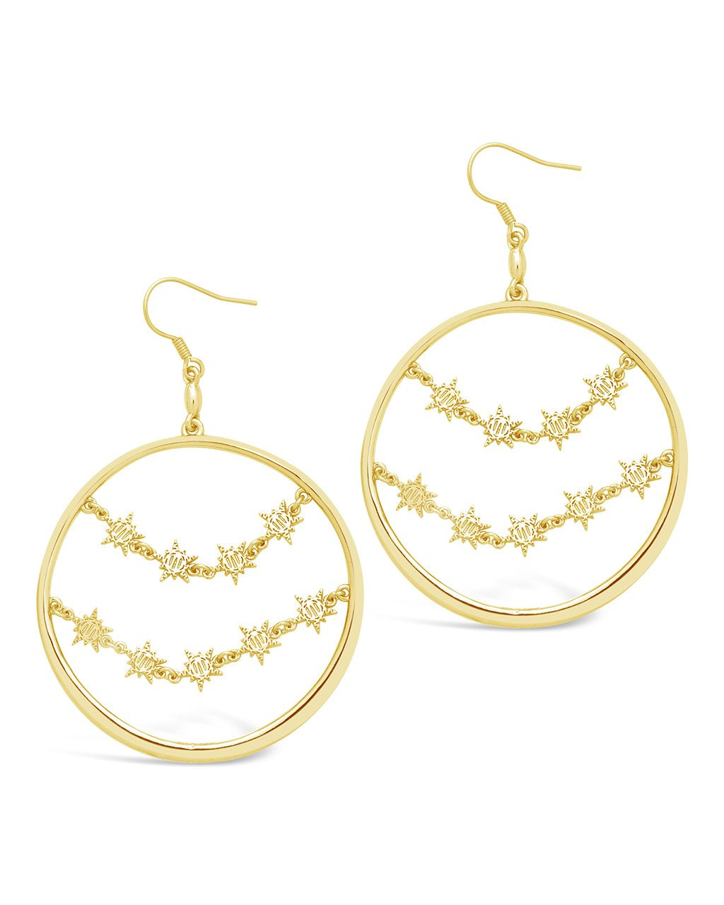 Multi Burst Dangle Hoops - Sterling Forever