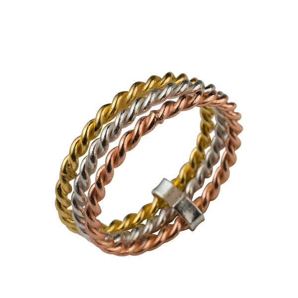 Tri Color Twist Band Ring - Sterling Forever