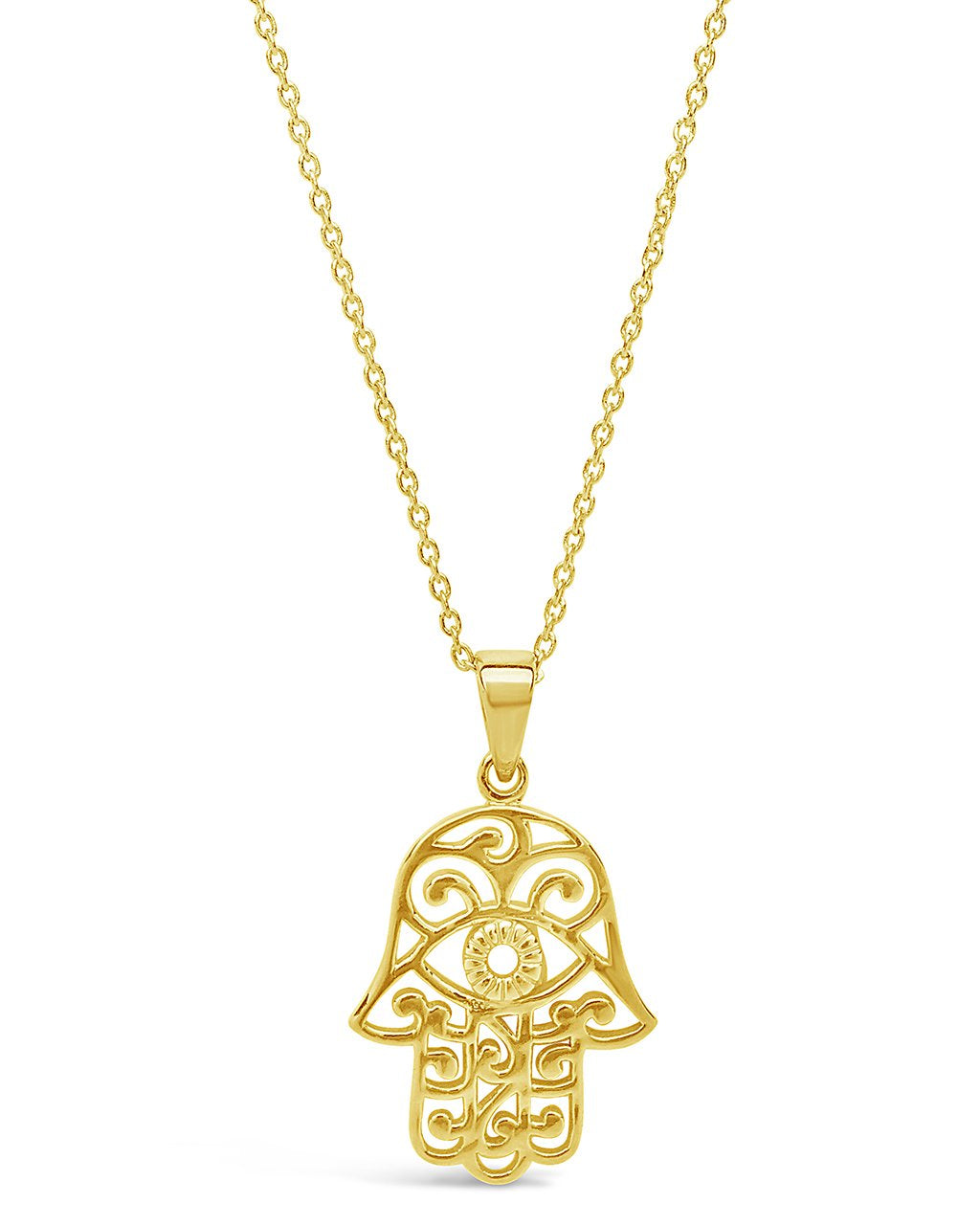 Sterling Silver Lace Hamsa Pendant Necklace - Sterling Forever