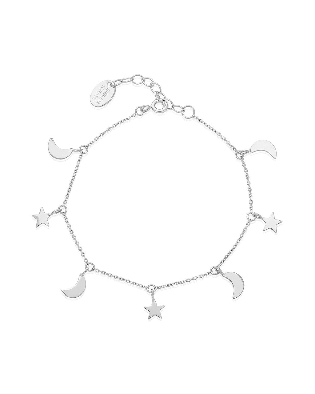Sterling Silver Moon & Star Dainty Bracelet - Sterling Forever