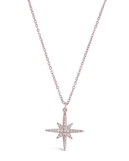 Sterling Silver CZ Star Burst Necklace - Sterling Forever
