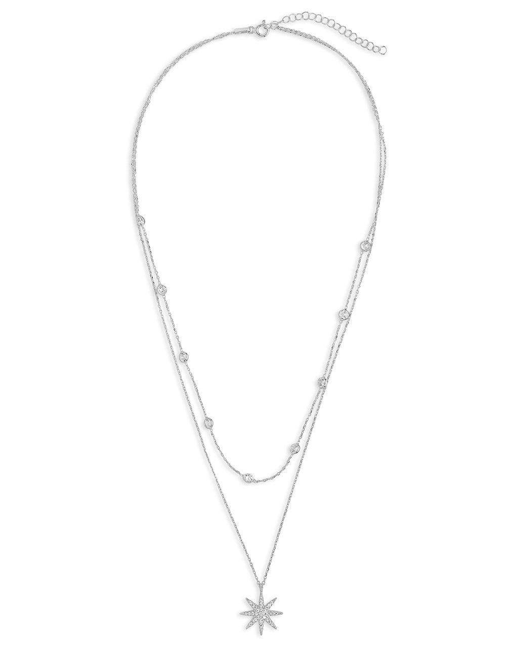 Sterling Silver Layered Burst Pendant Necklace - Sterling Forever