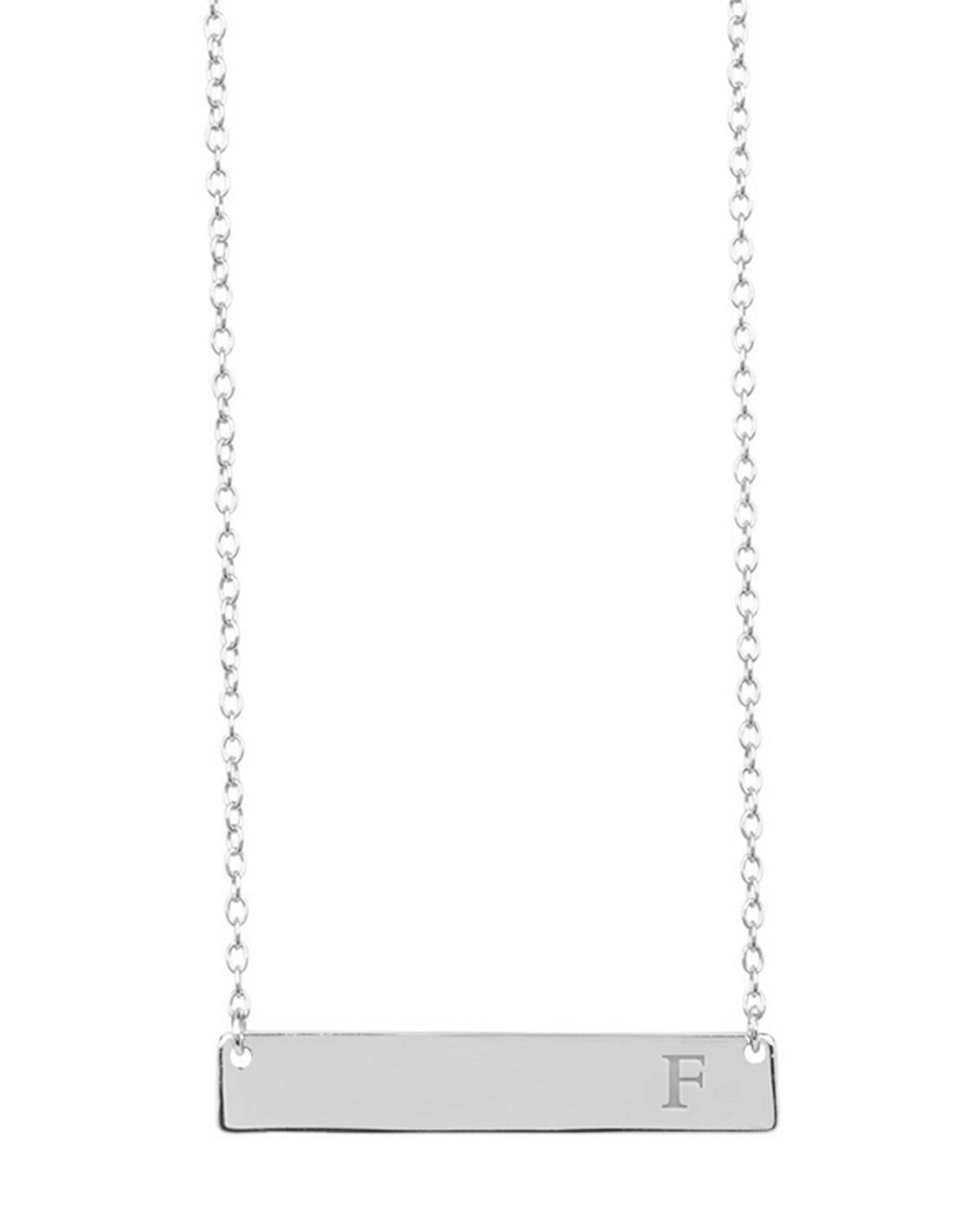 Sterling Silver Bar Initial Necklace - Sterling Forever