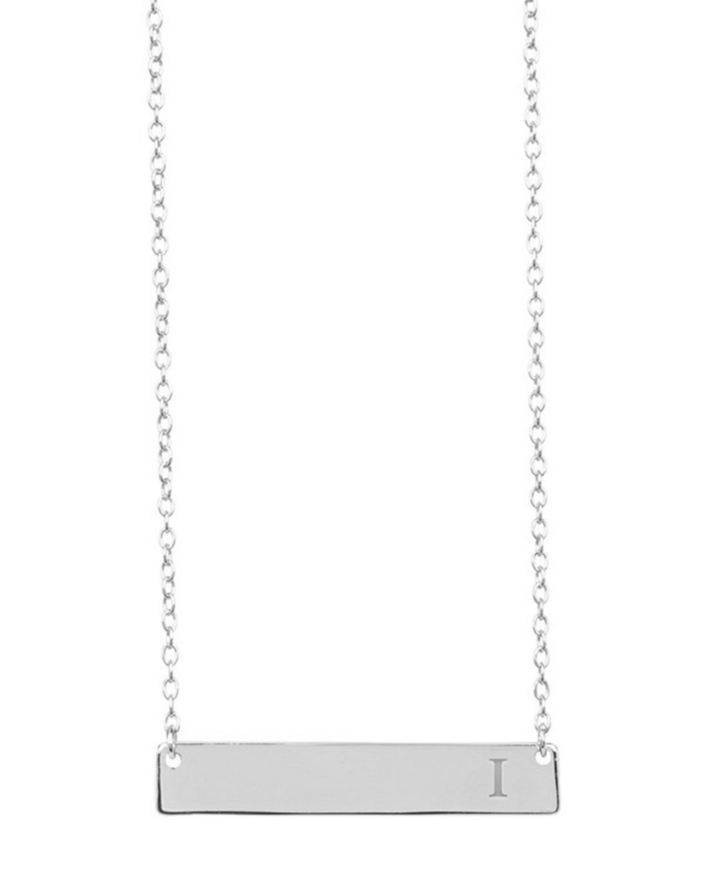 Sterling Silver Bar Initial Necklace - Sterling Forever