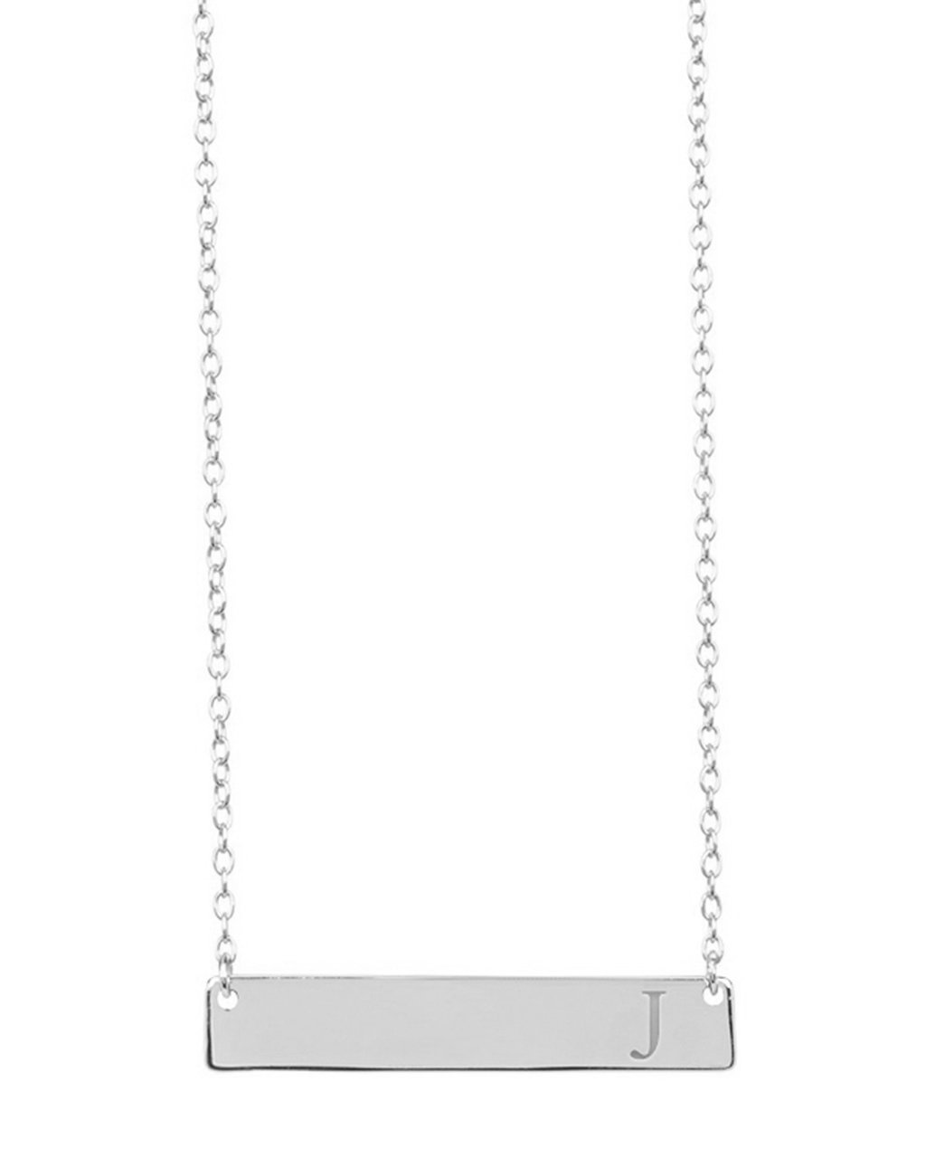 Sterling Silver Bar Initial Necklace - Sterling Forever