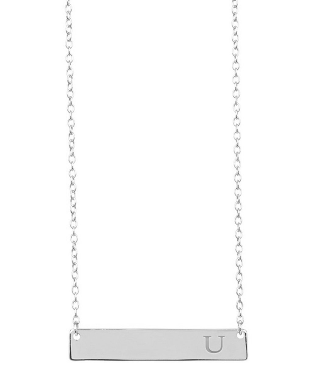 Sterling Silver Bar Initial Necklace - Sterling Forever