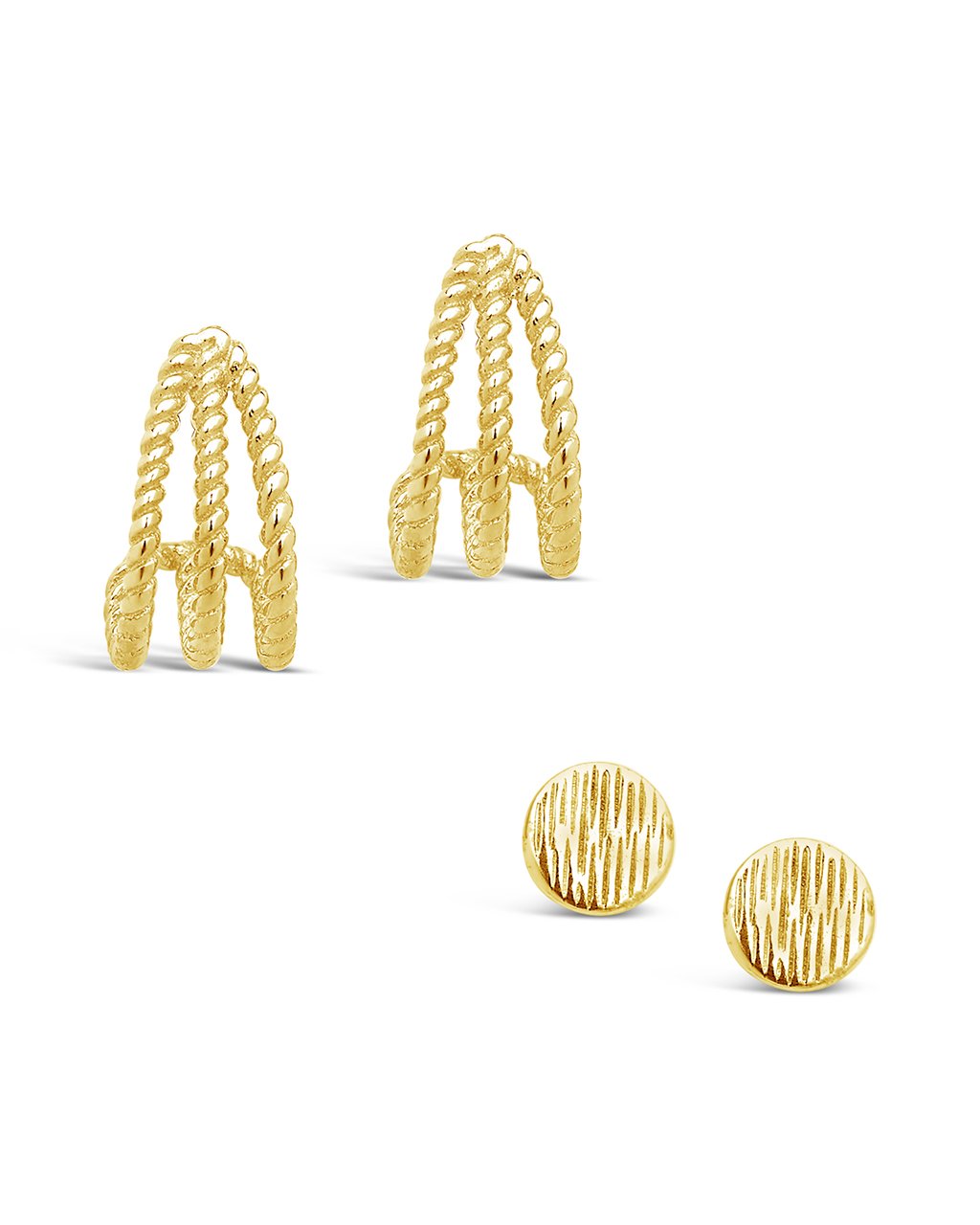 14K Gold Vermeil Rope Stud Earring Set of 2 - Sterling Forever