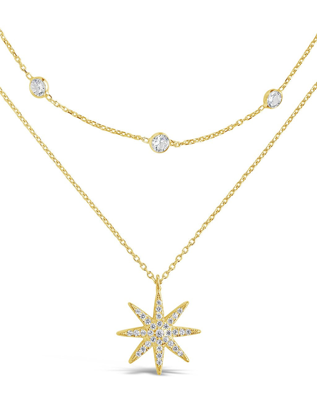 Sterling Silver Layered Burst Pendant Necklace - Sterling Forever