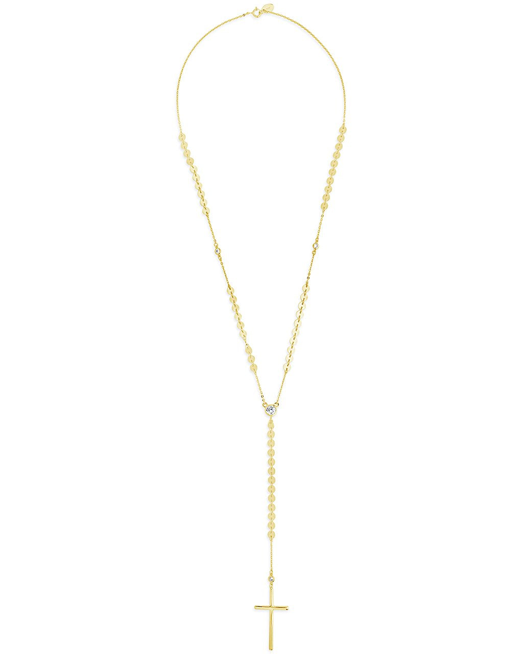 14K Gold Vermeil Cross & CZ Y Necklace - Sterling Forever