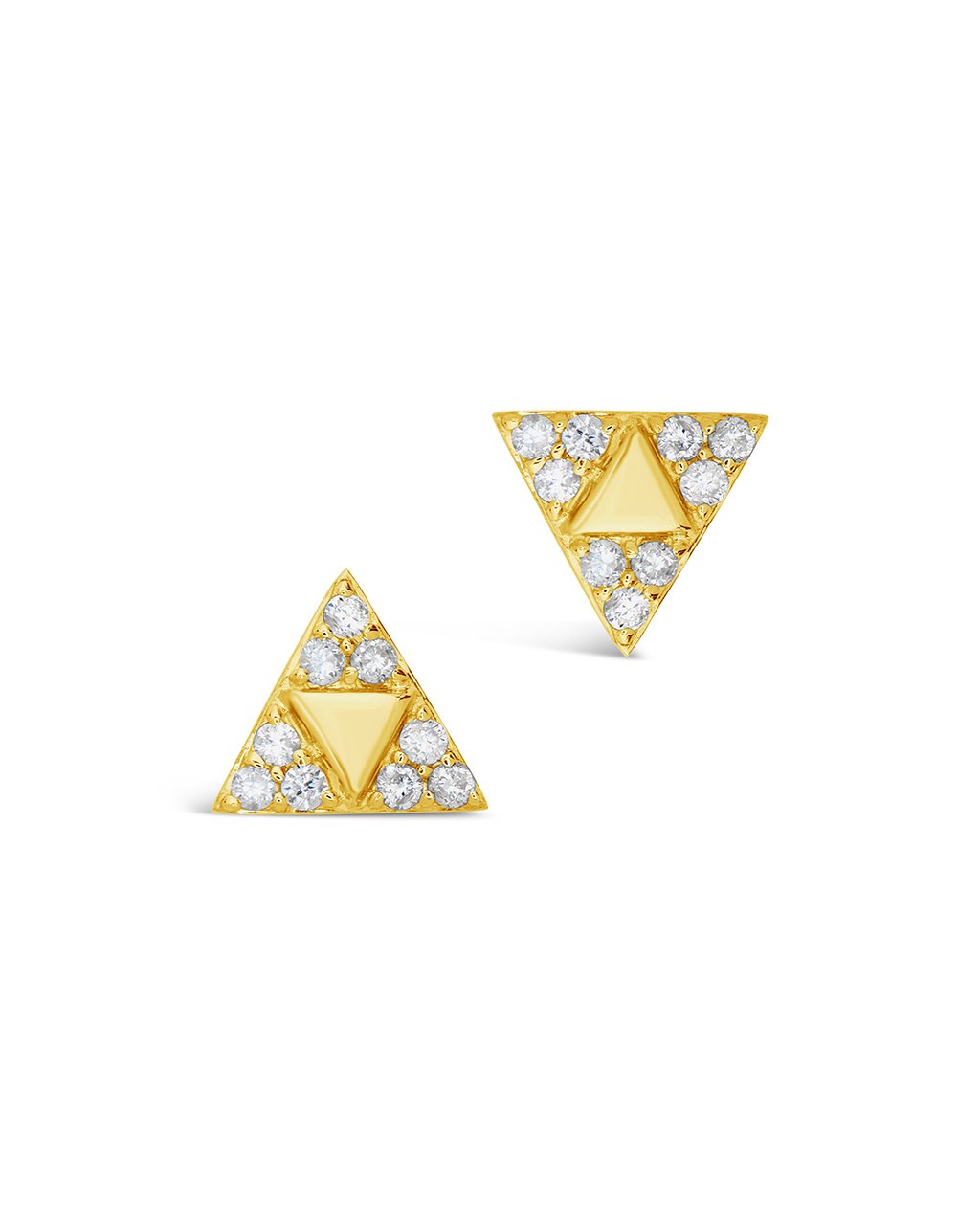 14K Gold Diamond Pyramid Stud Earrings Fine Earring SF Fine 14K Yellow Gold
